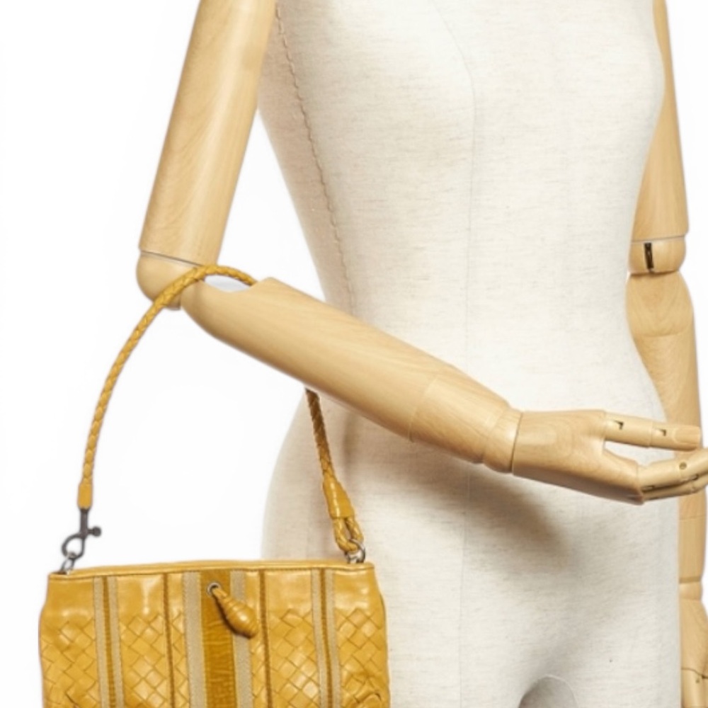 Vintage Bottega Veneta Interaccio Tan Woven Leather Shoulder Bag - Picture 3 of 16